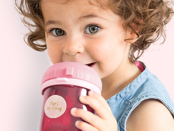 Ronde Aquarel Naamstickers met goud/zilver