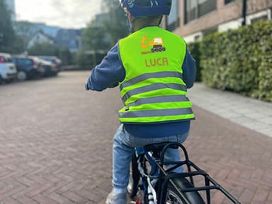 Fluo Veiligheidshesje kind met naam - Thema