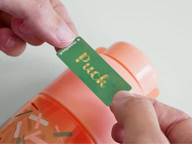 Kleine Aquarel naamstickers met goud/zilver